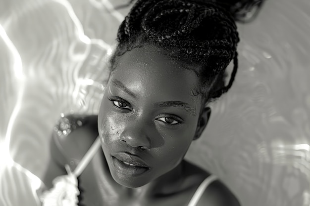 Photo gratuite portrait monochrome d'une belle femme africaine