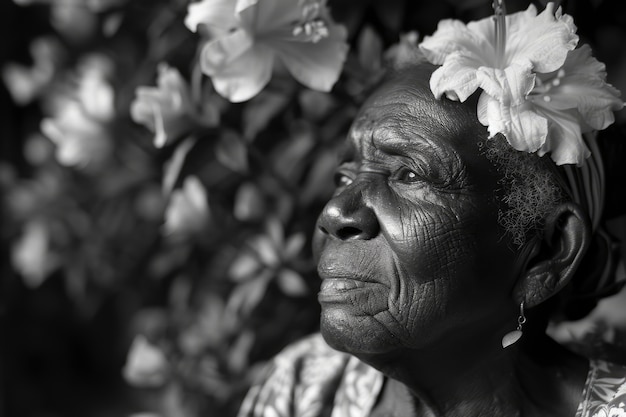 Photo gratuite portrait monochrome d'une belle femme africaine