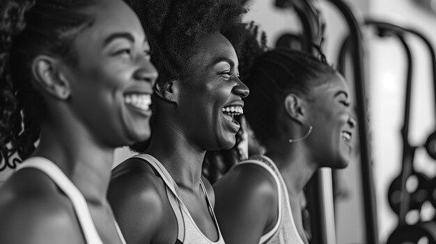 Photo gratuite portrait monochrome de femmes au gymnase