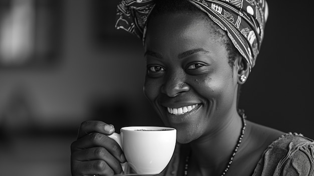 Portrait monochrome d'une personne pratiquant une activité de bien-être pour la journée mondiale de la santé