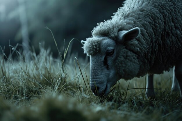 Portrait d'un mouton à laine