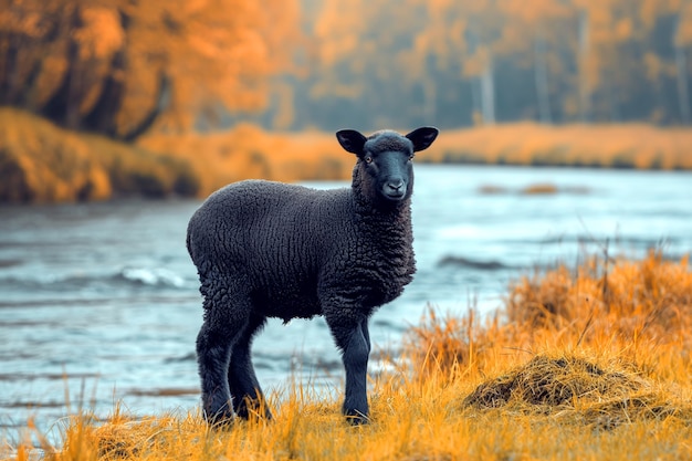 Photo gratuite portrait de mouton noir