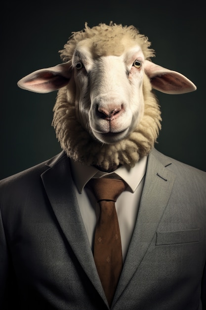 Photo gratuite portrait d'un mouton en tant qu'homme d'affaires