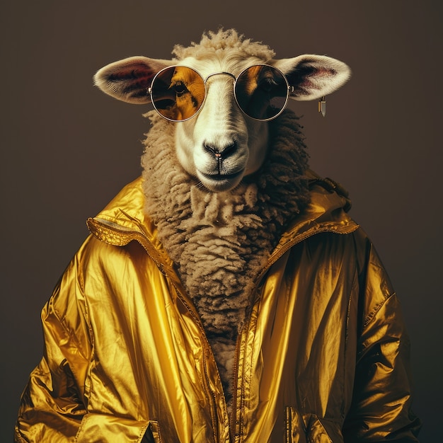 Portrait de moutons avec des lunettes de soleil fraîches