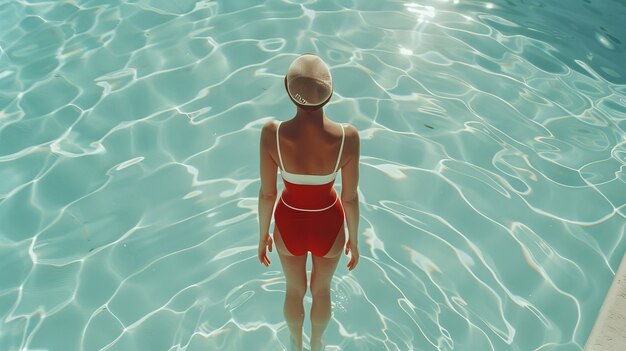 Portrait de nageuse avec une esthétique rétro inspirée des années 80