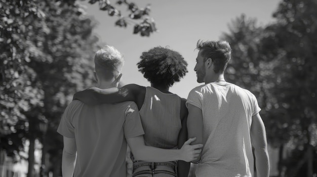 Photo gratuite portrait en noir et blanc d'amis