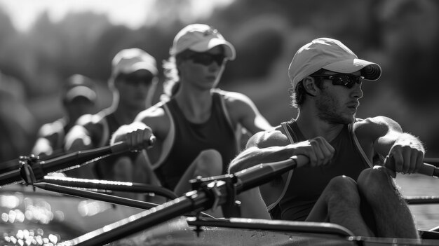 Portrait en noir et blanc d'un athlète en compétition aux championnats paralympiques