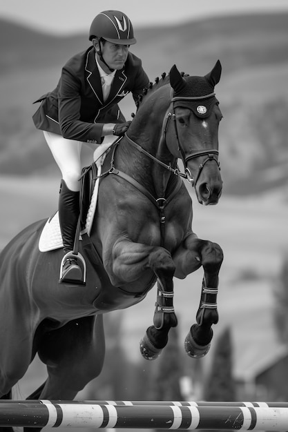 Portrait en noir et blanc d'un athlète participant aux championnats olympiques