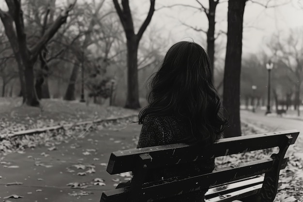 Photo gratuite portrait en noir et blanc d'une femme triste