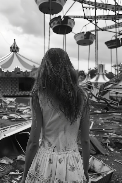 Photo gratuite portrait en noir et blanc d'une femme triste