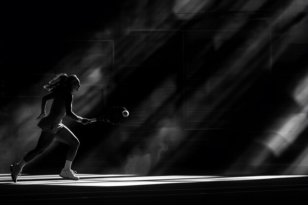 Portrait en noir et blanc d'un joueur de tennis professionnel