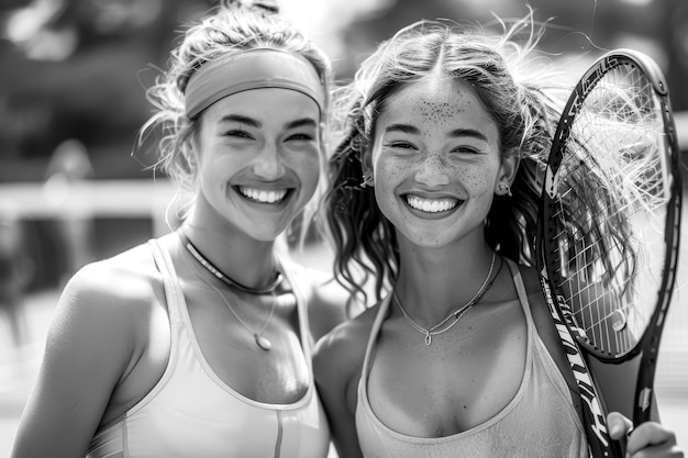 Photo gratuite portrait en noir et blanc d'un joueur de tennis professionnel