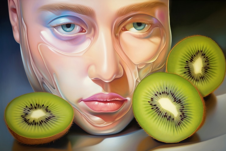 Photo gratuit portrait numérique avec kiwi