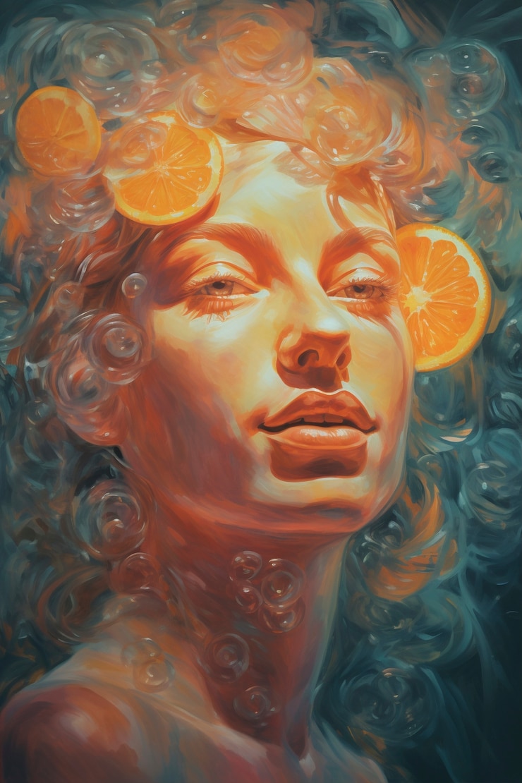 Photo gratuit portrait numérique avec orange