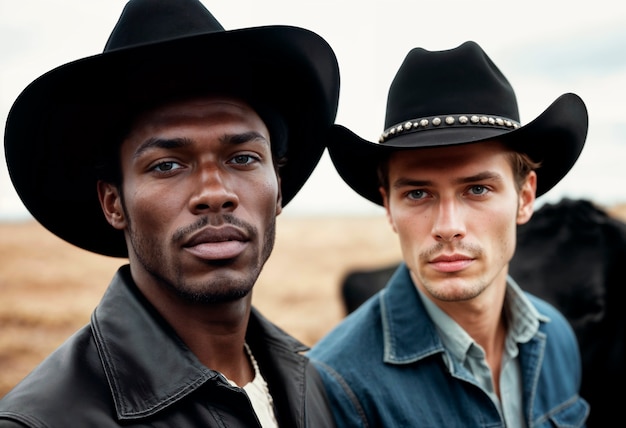 Photo gratuite portrait of cowboy with out of focus background