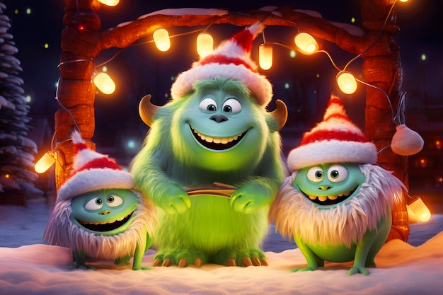 Photo gratuite portrait des personnages de dessins animés du grinch vert