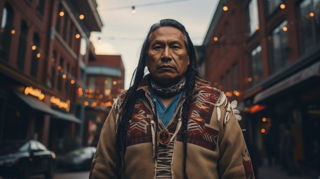 Photo gratuite portrait d'une personne autochtone intégrée à la vie moderne
