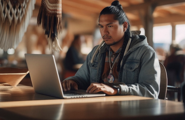 Portrait d'une personne autochtone s'intégrant dans la société