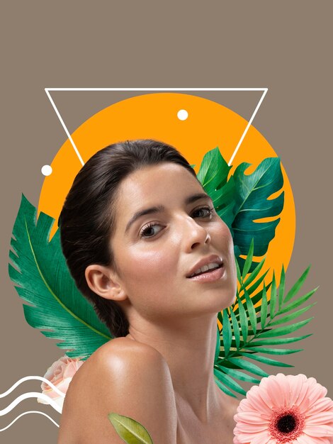 Portrait de personne avec des éléments de la nature