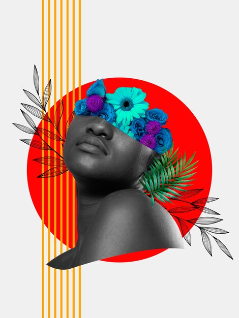 Portrait de personne avec des éléments de la nature