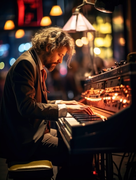 Photo gratuite portrait d'une personne jouant du piano