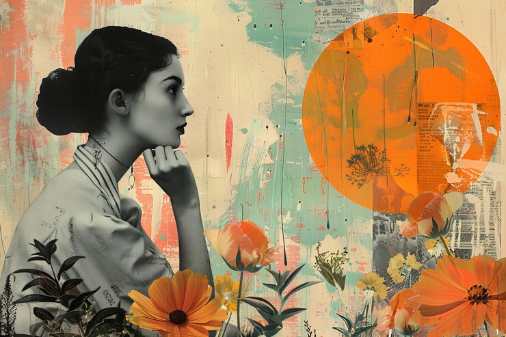 Photo gratuit portrait d’une personne pour la journée de sensibilisation à l’autisme, style collage