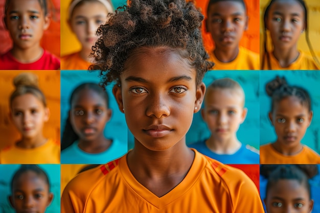 Photo gratuite portrait d'une personne pour la sensibilisation à la journée de l'autisme dans le style du collage