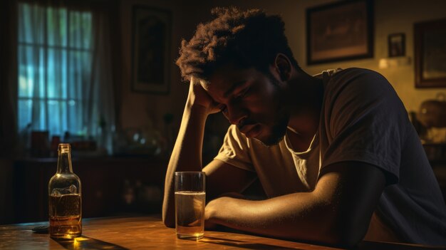 Photo gratuite portrait d'une personne souffrant de gueule de bois