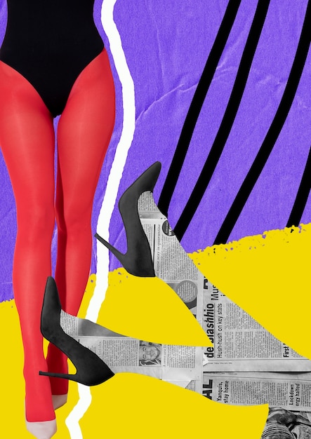 Portrait de personne avec la technique du collage et le blocage des couleurs