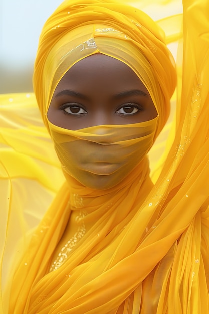 Photo gratuite portrait d'une personne vêtue de jaune