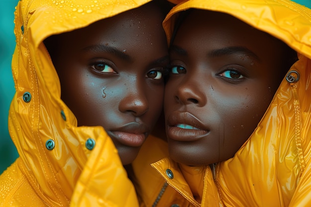 Portrait de personnes portant du jaune