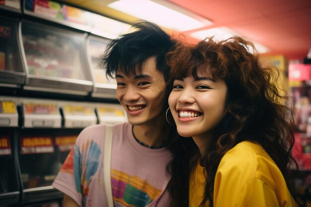 Portrait de personnes souriantes dans un magasin