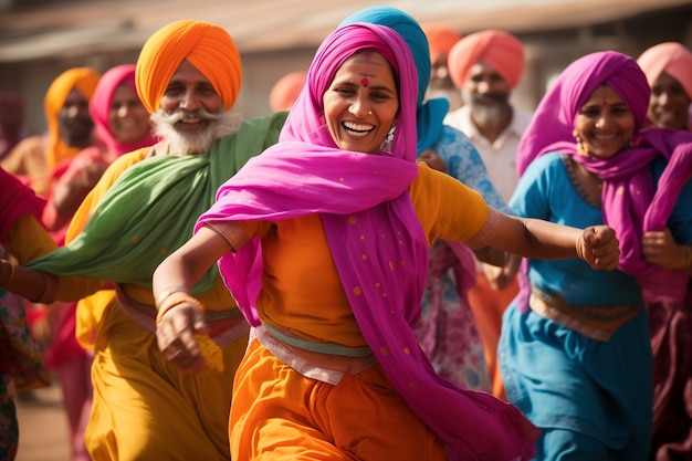 Photo gratuite portrait d'un peuple indien célébrant le festival de baisakhi