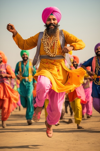 Photo gratuite portrait d'un peuple indien célébrant le festival de baisakhi