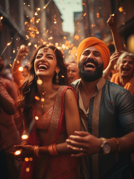 Photo gratuite portrait d'un peuple indien célébrant le festival de baisakhi