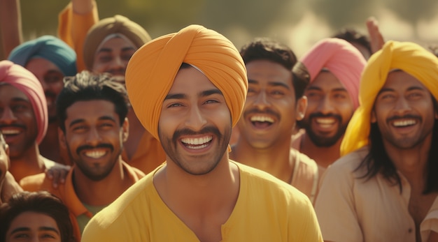 Photo gratuite portrait d'un peuple indien célébrant le festival de baisakhi