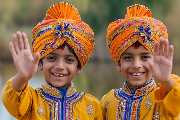 Photo gratuite portrait d'un peuple indien célébrant le festival de baisakhi