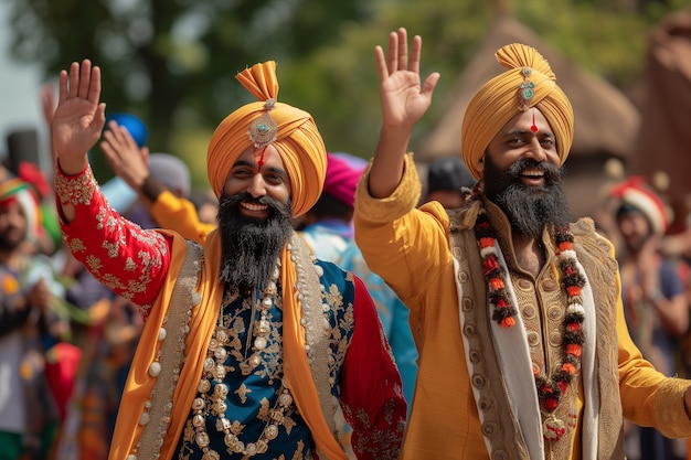 Photo gratuite portrait d'un peuple indien célébrant le festival de baisakhi