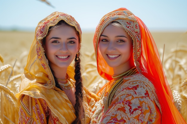 Photo gratuite portrait d'un peuple indien célébrant le festival de baisakhi