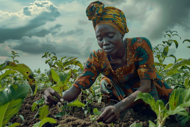 Portrait photoréaliste d'une femme africaine