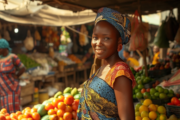 Portrait photoréaliste d'une femme africaine