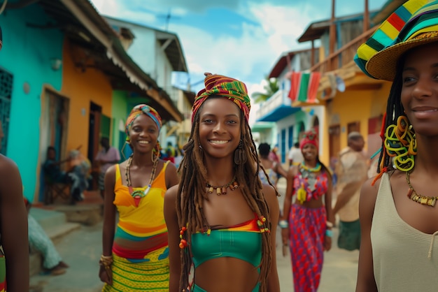 Photo gratuite portrait photoréaliste d'une femme rastafarienne africaine avec des dreads