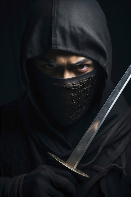 Portrait photoréaliste d'un guerrier ninja