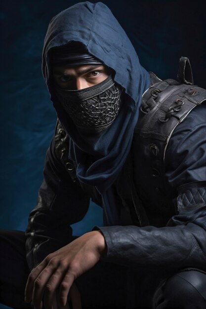 Portrait photoréaliste d'un guerrier ninja