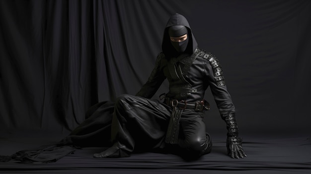 Portrait photoréaliste d'un guerrier ninja