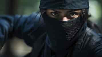 Photo gratuite portrait photoréaliste d'une guerrière ninja