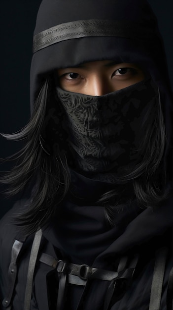 Photo gratuite portrait photoréaliste d'une guerrière ninja