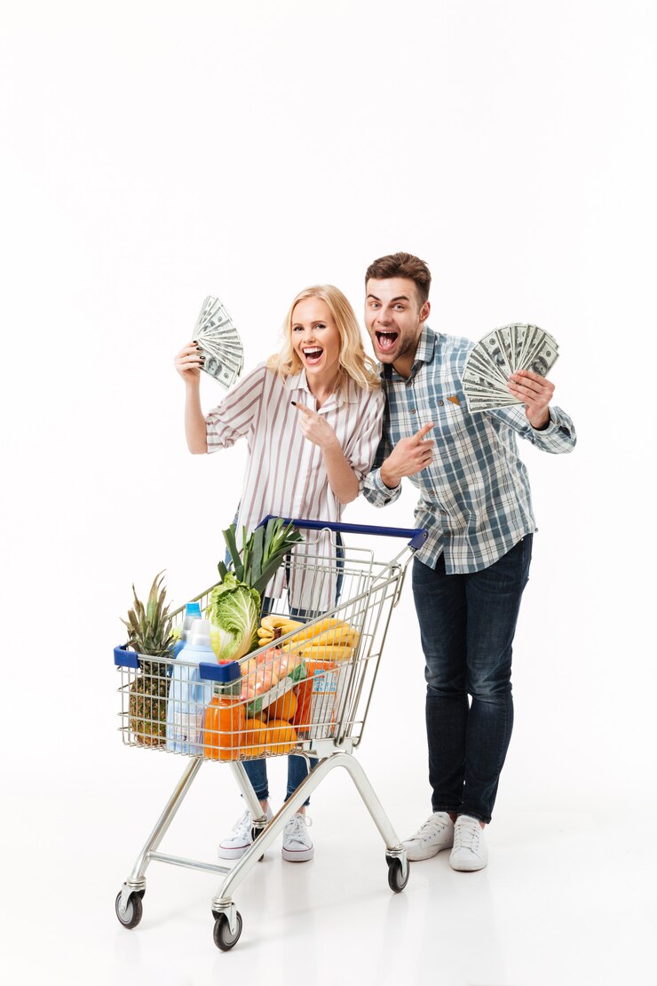 Photo gratuit portrait en pied d'un couple gai