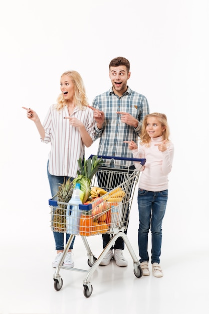 Portrait en pied d'une famille joyeuse