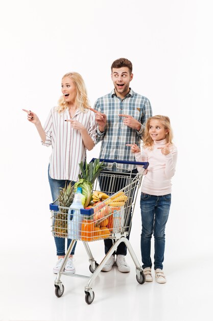 Portrait en pied d'une famille joyeuse